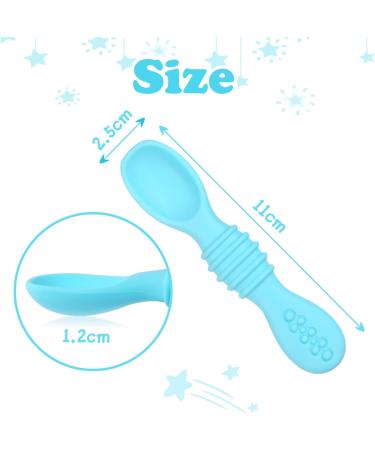 Vicloon Baby Fork and Spoon Set - 2Pcs Silicone Self Feeding Utensil for Infant/Toddler - Easy Grip Toddler Cutlery Kit in Blue - Buy Online on SooperMarket.com