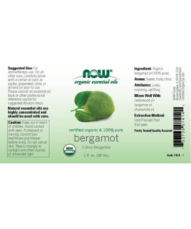 Now Foods Organic Essential Oils - Bergamot 1 fl oz (30 ml) | 100% Pure & Natural - Buy Online on SooperMarket.com