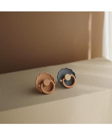FRIGG Daisy Natural Rubber Baby Pacifier 2-Pack | BPA-Free | Made in Denmark | Graphite/Peach Bronze 0-6 Months - Buy Online on SooperMarket.com