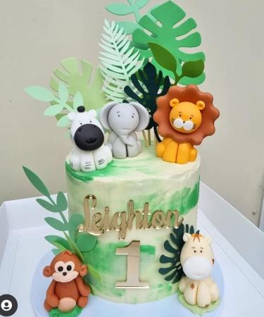 jncakes Animals Cake Topper Birthday Party Decoration Edible Great for Kids Boy Girl First Birthday Christening Baby Shower Easy to Use Giraffe Elephant Lion Jungle - Buy Online on SooperMarket.com