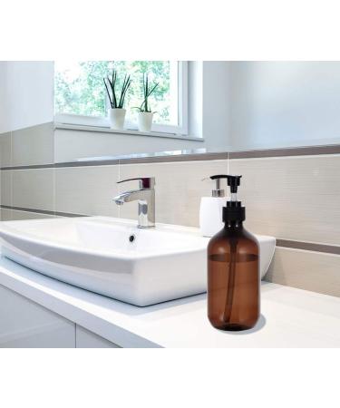 2 Pack 17oz Amber Plastic Pump Shampoo Bottles | Refillable Dispenser for Soap, Shampoo & Conditioner - 500ml Brown - Buy Online on SooperMarket.com