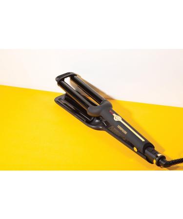 Cosmopolitan Hair Waver Curling Iron | 3 Barrel Ceramic-Coated Wand for Beach Waves | Portable Curler for Men & Women - Black & Gold - Buy Online on SooperMarket.com