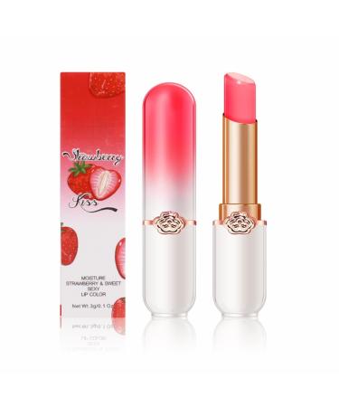 Tongyend Lip Balm Strawberry Tinted Lip Balm Color Changing Lipstick Lip Oil Lipgloss Lip Tint Lipsticks For Women Long Lasting Moisturizing Waterproof Lip Glossier Lip Care