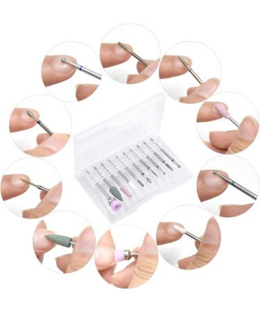 10 Pcs Nail Drill Bits Set - Tungsten Carbide & Ceramic Files for Acrylic Nails - Cuticle Polishing Tools for Gel Manicure & Pedicure at Home or Salon - Buy Online on SooperMarket.com