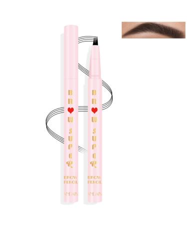 Micro 4 Point Eyebrow Pen 4 Tip Fork Lifelike Hair-Like New Ultra-Fine Waterproof Sweat Long-Lasting Non-Decolorization Eyebrow Longwear Brow Tint High Pigmented Eyebrow Pencil (5#)