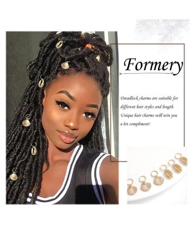Gold Shell Box Braid Rings Clip Dreadlock Jewelry Cowrie Charms for Black Women (6PCS) - Buy Online on SooperMarket.com