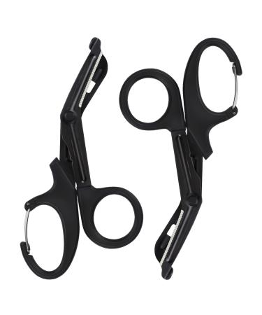 MOVOCA Medical Scissors with Carabiner - 7.5 Bandage Scissors Trauma Shears Fluoride Coated Non-stick Blades Stainless Steel EMT Shears for Doctor Nurses Nursing Students EMT EMS Black/Black