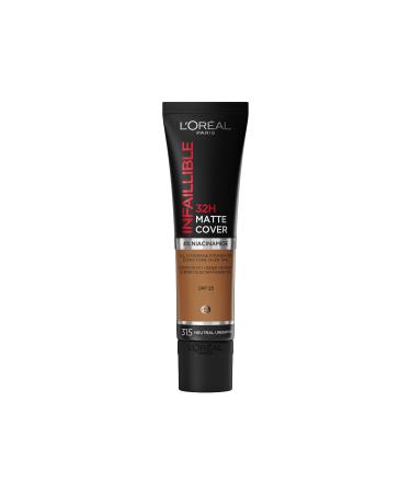 L'Oreal Paris Cover Liquid Foundation With 4% Niacinamide Long Lasting Natural Finish Available in 20 Shades SPF 25 Infallible 32H Matte Cover Shade 315 30ml