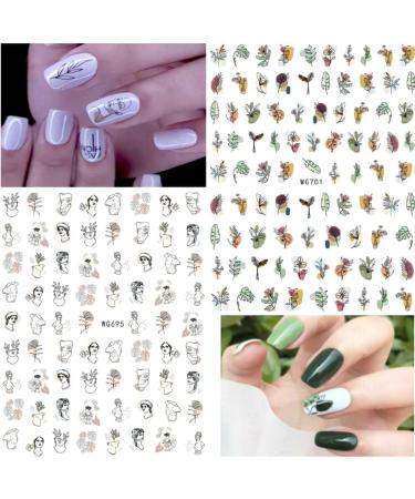 8 Sheets Abstract Face 3D Nail Art Stickers - Self-Adhesive Decals for DIY Manicure - Designer French Nail Stickers for Women and Girls - Buy Online on SooperMarket.com