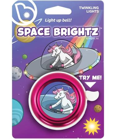 Brightz LED Light Up Bike Bell with Clear Ring Sound - Twinkling Rainbow Color LED Ring Light - Space Pink Bicycle Accessory for Kids and Adults - Buy Online on SooperMarket.com