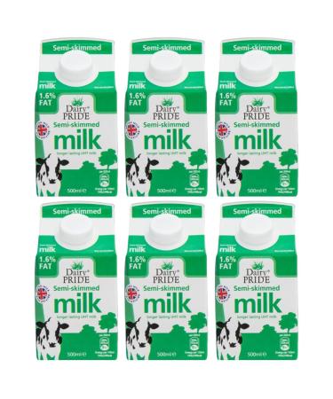 Dairy Pride Semi Skimmed Long Life UHT Milk 500ml Pack Of 6 With Welari Thank You Card | (6 Pack) (6 x 500ml)