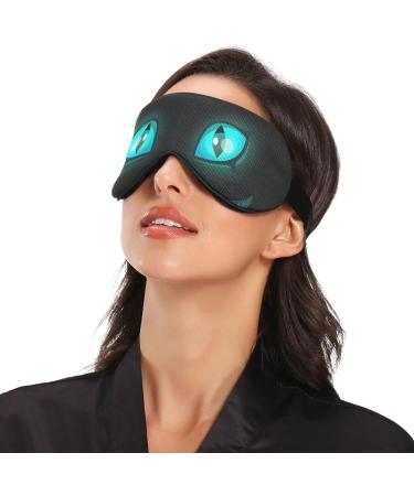 Haskirky Light Blocking Eye Mask - Adjustable Men and Women Travel, Yoga, Meditation - Black Cat Eyes Design for Office Deep Sleep Comfort - Buy Online on SooperMarket.com