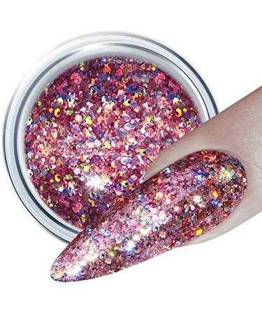 HN Hollywood Nails 3D glitter Gel 317 Mauve Rocket 5 g the UV light glamor gels convince with opacity style and outstanding quality.