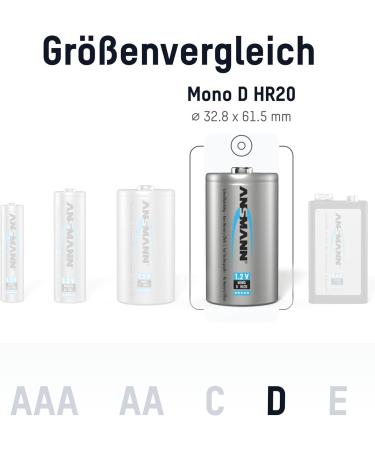 ANSMANN Rechargeable D Batteries 8500mAh - Pre-Charged NiMH Power Accu (4-Pack) | Professional Performance for Flashlights - International Shipping Available - Buy Online on SooperMarket.com