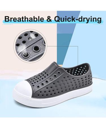 QLZ Kids Water Shoes - Slip-on Anti-Slip Beach Sandals for Boys & Girls - Lightweight & Quick Dry - Grey - Sizes Toddler to Big Kid - Buy Online on SooperMarket.com