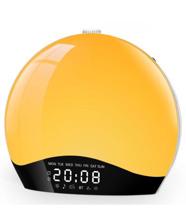Bluetooth daylight alarm clock wake up light alarm clock with light sunrise sunset simulation bluetooth speaker 22 natural noises 20 brightness bedside lamp for children warm