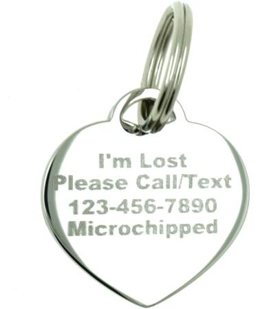 Custom Engraved Stainless Steel Pet ID Bling Tag with Rhinestones - Personalized Heart Shape for Dogs and Cats - Buy Online on SooperMarket.com