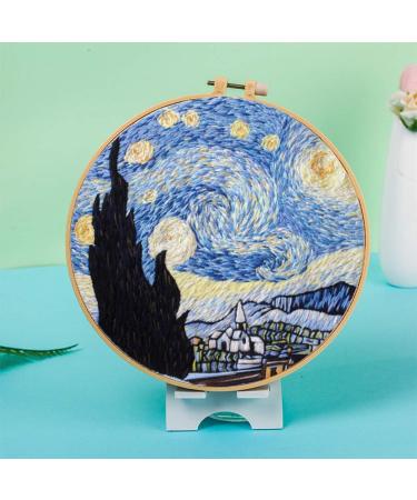HaiMay 3 Sets Embroidery Starter Kit - Sky Pattern, Bamboo Hoops, Color Threads & Tools - Buy Online on SooperMarket.com