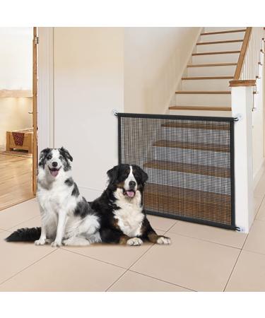 Magic Mesh Dog Gate for Stairs & Doorways | 30 Tall 38 Wide | Stainless Steel Pole Reinforcement - Buy Online on SooperMarket.com