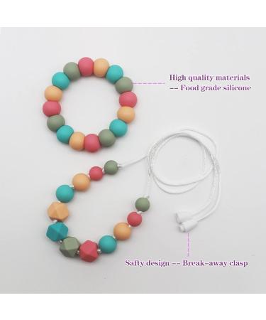 2 Pack Baby Teething Necklace Set for Mom and Toddler - Sensory Chew Necklaces for Anxiety Relief and Teething - Nursing Bracelet Included - Buy Online on SooperMarket.com