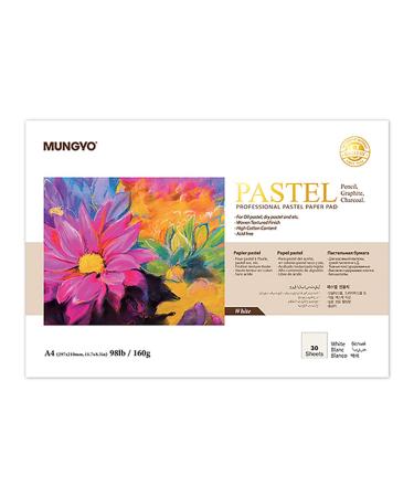 MUNGYO Professional Pastel Paper Pad A4 Size for Oil Pastel  Dry Pastel 30 Sheets (White)