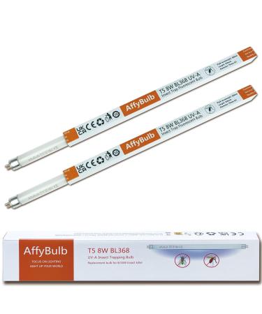 AffyBulb 2 * 8W Replacement Bulbs for Fly Killer/Insect Zapper - 12in T5 BL368 UV Tubes 8W - 2 PCS
