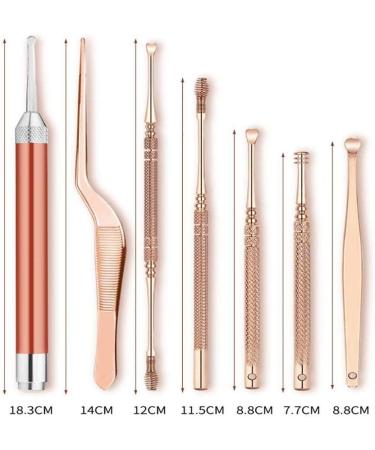 Earwax Removal Kit LED Light Ear Curette Tools Stainless Steel Ear Cleaner for Children and Adults Tweezer Earpick Exfoliator Cleansing Tools Set with Storage Box Rose Gold 8 Pcs (rose gold) - Buy Online on SooperMarket.com