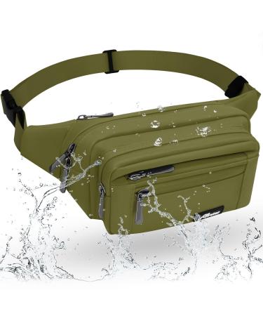 Retee Bellbag belt pocket for women and men waterproof hip pocket with 5 pockets breast bag sports bag for outdoor travel hiking (a-green)