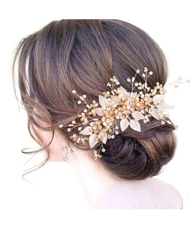 Bride Wedding Hair Comb Bridal Hair Accessories for Women Flower Rhinestone Headpiece Bridal Pearl Hair Accessories for Girls Silver Hair Accessories
