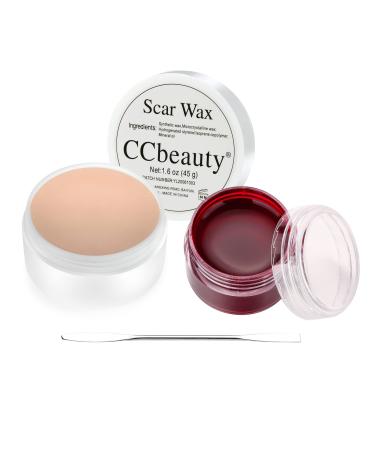 CCbeauty Wound Modeling Scar Wax Professional Skin Wax SFX Makeup Kit with 45g Body Paint Wax  Double-Ended Spatula Tool for Festival Special Effects Cosplay Stage(Light)
