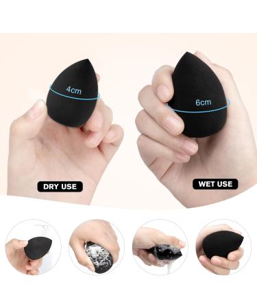 Make Up Sponge Set with Powder Puff Triangle 6 Pieces Makeup Sponges Beauty Sponge Black for Blending Liquid Foundation Powder Reusable Soft Powder Puff - Buy Online on SooperMarket.com