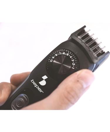 BEPER 40.332 Rechargeable Beard Shaper with Stainless Steel Blades - 20 Lengths, USB Charging - Black - Buy Online on SooperMarket.com