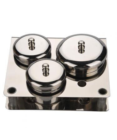 Nail art powder storage box 3 pieces stainless steel nail art mini powder & liquid set doses storage box compact manicure tools