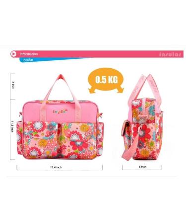 Insular Waterproof Mummy Shoulder Diaper Bag - Blue Dandelion | Large, Lightweight, Multifunctional with Changing Mat | Adjustable Straps | Animal Fun Design - Buy Online on SooperMarket.com
