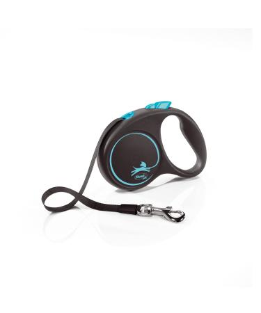 Flexi Black Design Tape Blue Small 5m Retractable Dog Leash/Lead for dogs up to 15kgs/33lbs