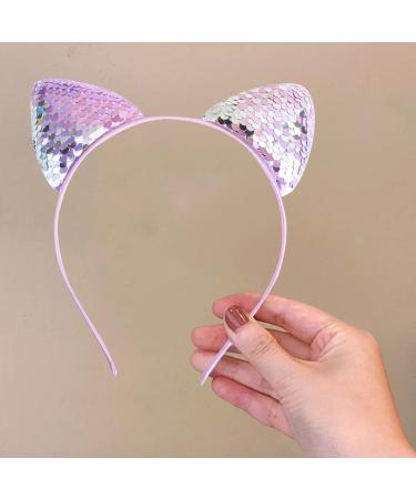 Sequin Cat Ears Headbands and Bunny Ear Headbands Shiny Hairbands Glittery Hair Hoops Hair Accessories for Easter Daily Wearing Party Decoration and Cosplay Accessories (Pink) - Buy Online on SooperMarket.com