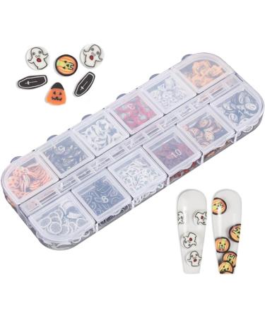 12 Grids Halloween Soft Pottery Pieces 3D Nail Stickers Nail Decals Nail Sequins For Nail Decoration Crafting - Buy Online on SooperMarket.com