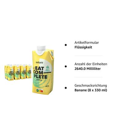 Buy Saturo Vegan Meal Drink Banana - 330ml (8 Pack) | High Protein Astronaut Food | 330Kcal Nutrient-Rich Meal Replacement - Buy Online on SooperMarket.com