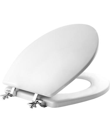Mayfair 44CP-000 Featuring STA-TITE Seat Fastening System & Chrome Hinges, ROUND, White 1 Pack Round Classic Metal Hinge - Chrome Toilet Seat