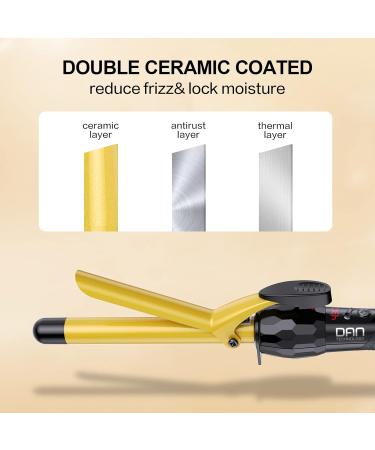 DAN Technology 3/4 Inch Tourmaline Ceramic Hair Curling Iron - Fast Heating LCD Screen Auto Off | Ideal for DIY & Salon Use (Gold Black - Buy Online on SooperMarket.com
