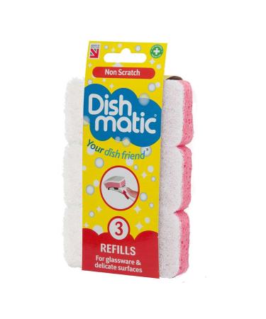 6x White Non-Scratch Dishmatic Refill Sponges from Caraselle