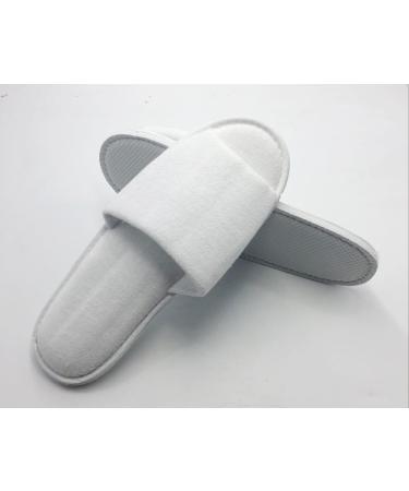 Travelwell 12 Pairs Open Toe Terry Spa Slippers - Bulk Hotel Unisex White Slippers - Buy Online on SooperMarket.com