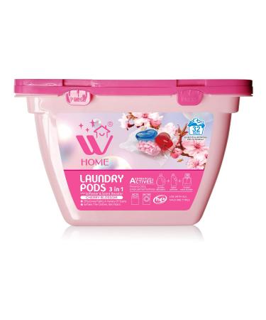 3-in-1 Laundry Pods, 32 Count Box, High Efficiency (HE), Ultra Concentrate with Powerful Stain Lifter Technology, Fabric Softener With Rose Extracts & Cheery Blossom Scent, Detergent Pods Rose 32 Count (Pack of 1)