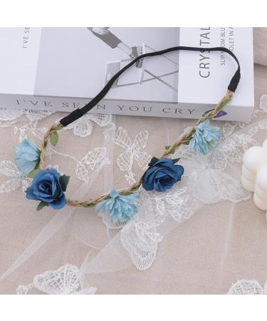 Flower Crown Floral Headband for Women Girls Flower Headbands for Girls Women Flowers for Hair Blue Floral Hair Accessories for Girls Teenagers Flower Hair Band Floral crown for Girls Women - Buy Online on SooperMarket.com
