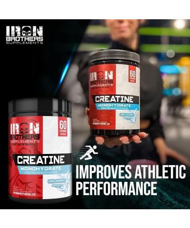 Iron Brothers Supplements - Pure Creatine Monohydrate Powder 300g - Creatine Powder for Post-Workout Muscle Building Strength Gains - Performance Booster for Men and Women | Unflavored - 60 Servings - Buy Online on SooperMarket.com