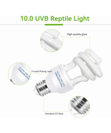 Caldarax 10.0 UVA UVB Bulb - 13W Compact Light for Desert Reptiles | E27 Tortoise Reptile Light for Lizard, Turtle, Snake, Chameleon, Bearded Dragon - Buy Online on SooperMarket.com