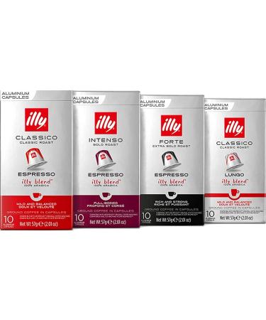40 x ILLY Compatible * Aluminium Coffee Capsules in 4 Different Flavours - Classico Forte Intenso Lungo