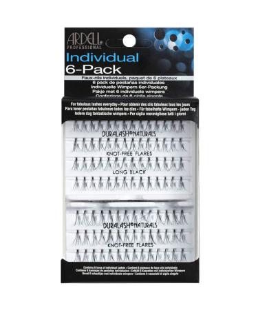 Ardell False Eyelashes Knot-Free Individuals Long Black 6-Pack (contains 6 packs of lash trays with 56 Individual Lashes each) 6 Pack Knot-Free Individuals Long Black
