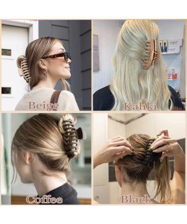 Large Hair Claw Clips 8 Pack - Strong Hold Matte Hair Clamps for Women & Girls - 4 Acrylic & 4 Rectangle Hair Claw Clips for Thick & Thin Hair - Buy Online on SooperMarket.com