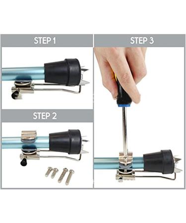 Cane Ice Grip Attachment for Walking Mobility Crutches Non Slip Ice Grip with Durable Steel Tip - Buy Online on SooperMarket.com